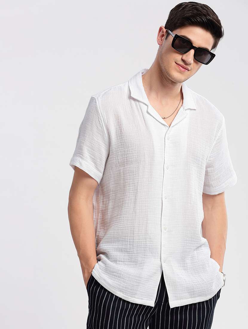 white solid casual shirt - 21017911 - Standard Image - 1