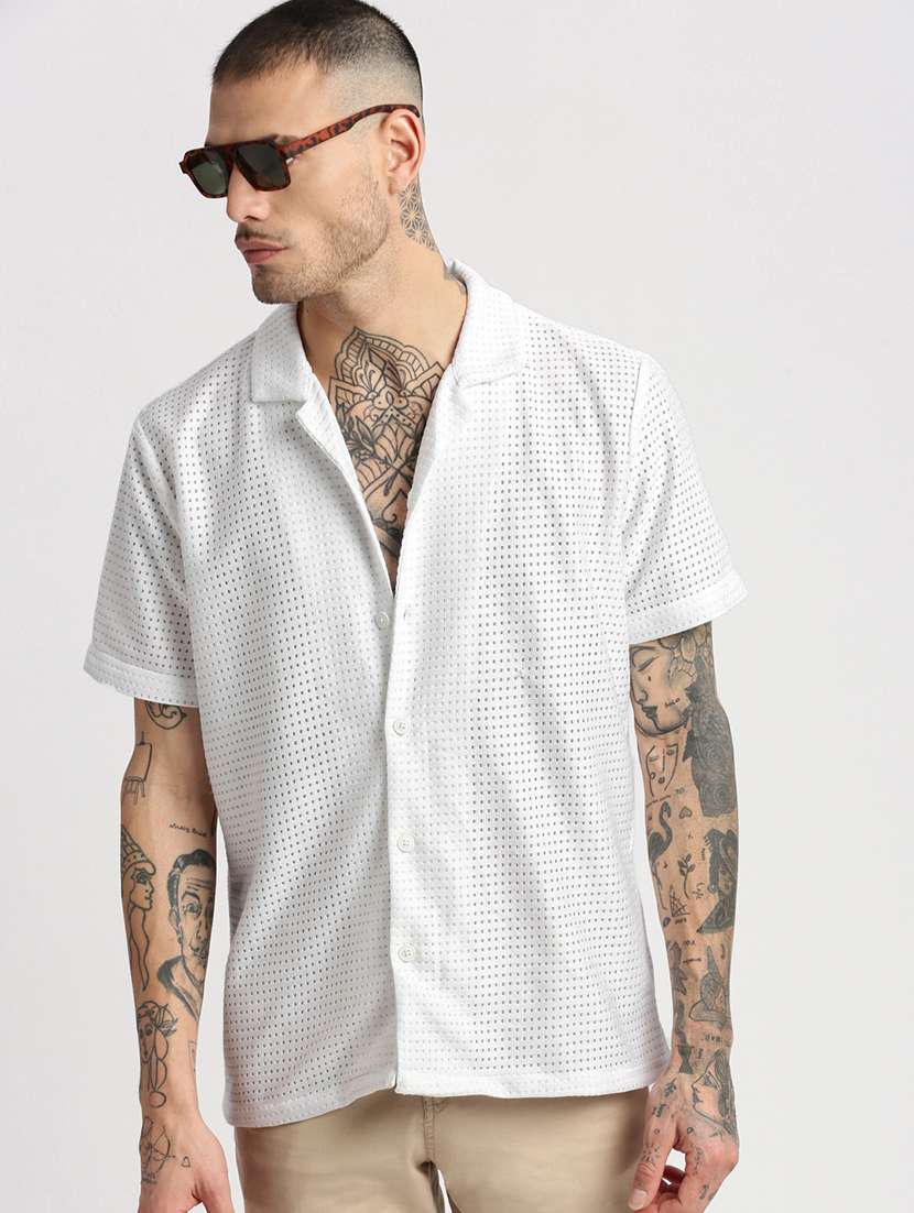 white solid casual shirt - 21017913 - Standard Image - 1