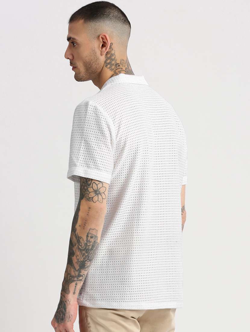 white solid casual shirt - 21017913 - Standard Image - 4