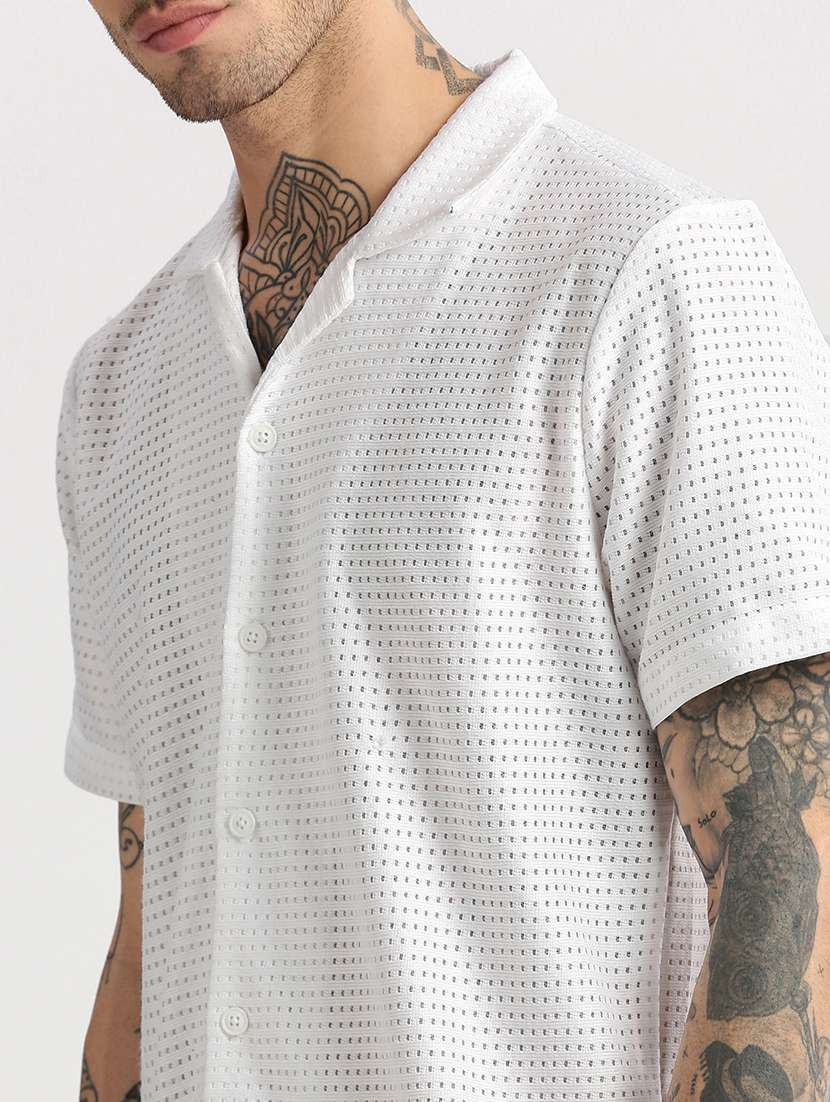 white solid casual shirt - 21017913 - Standard Image - 6