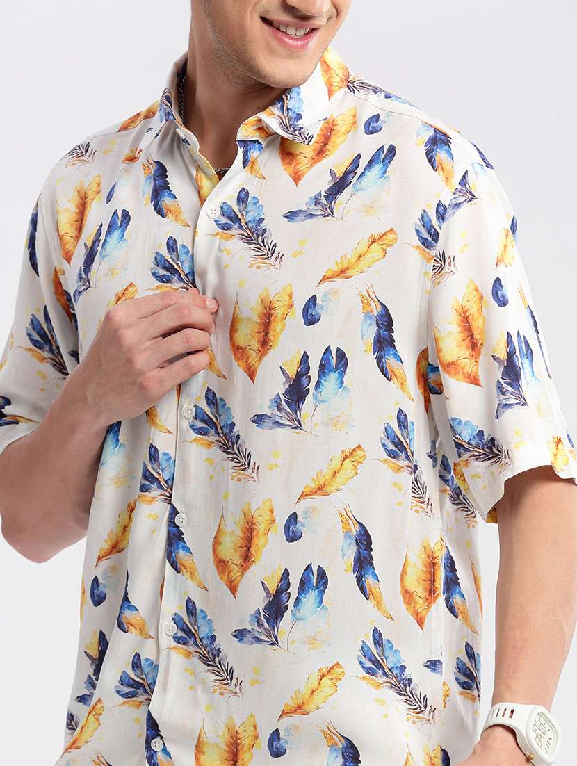 off white printed casual shirt - 21017915 - Standard Image - 6