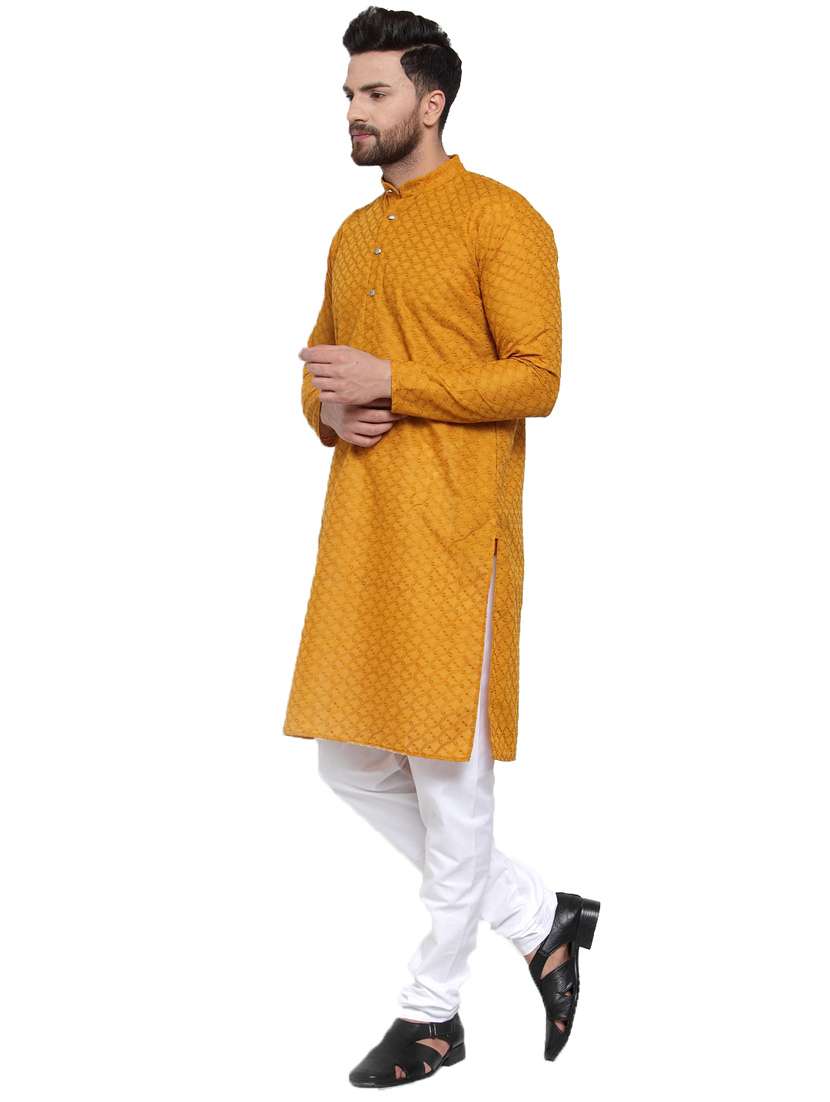 mustard cotton kurta churidar ethnic wear set - 21018141 - Standard Image - 1