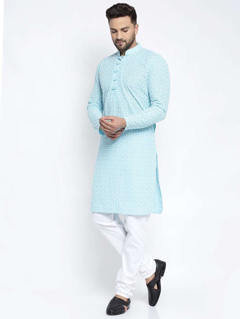 sky cotton kurta churidar ethnic wear set - 21018180 - Standard Image - 1