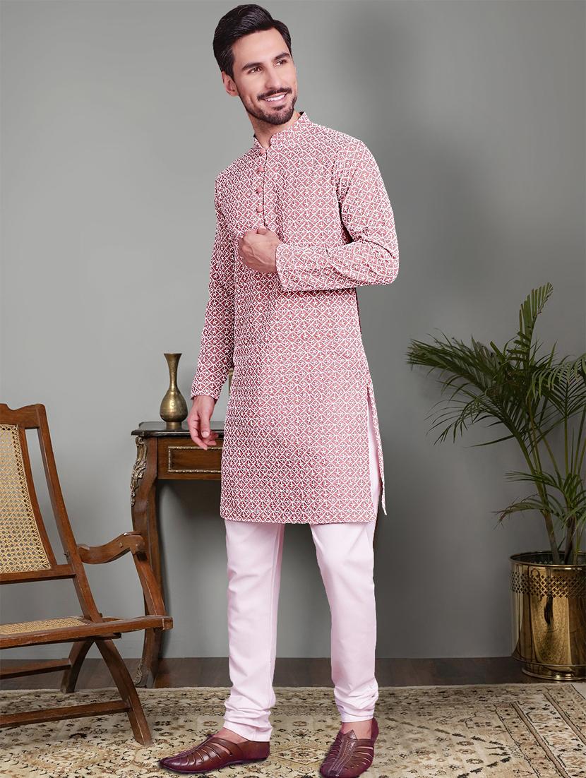 coral cotton kurta churidar ethnic wear set - 21018189 - Standard Image - 1