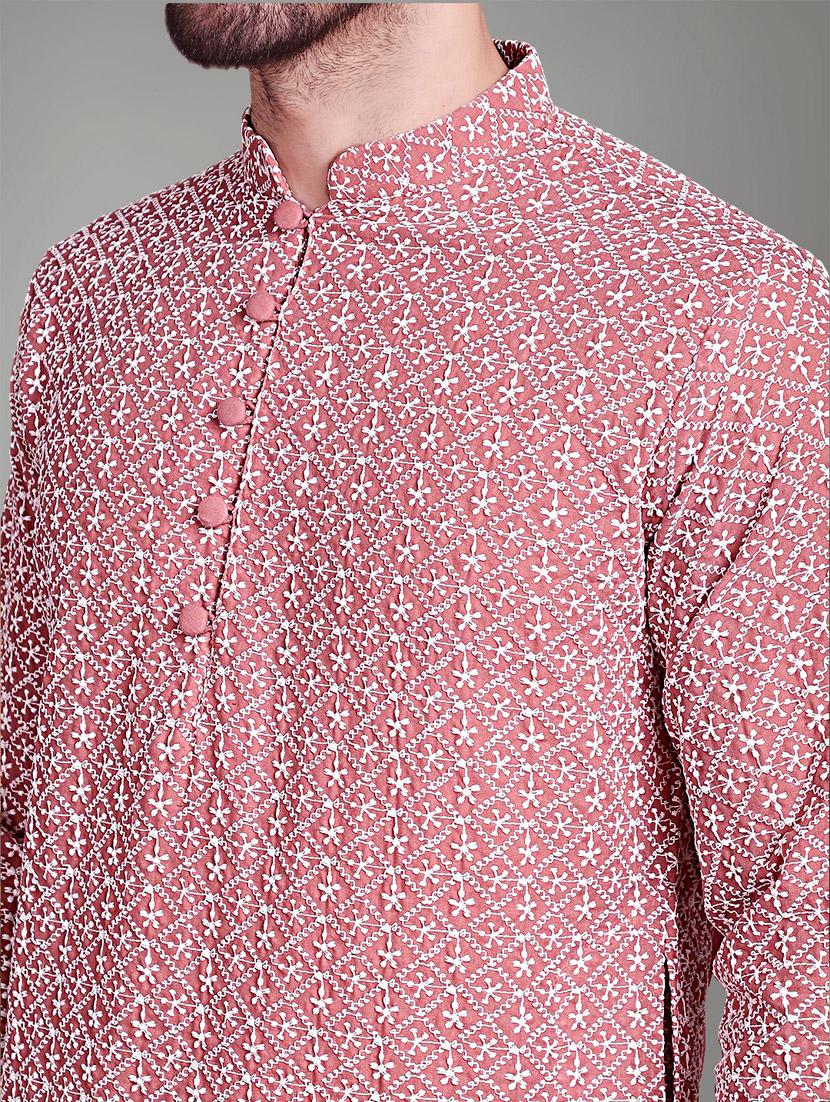 coral cotton kurta churidar ethnic wear set - 21018189 - Standard Image - 4