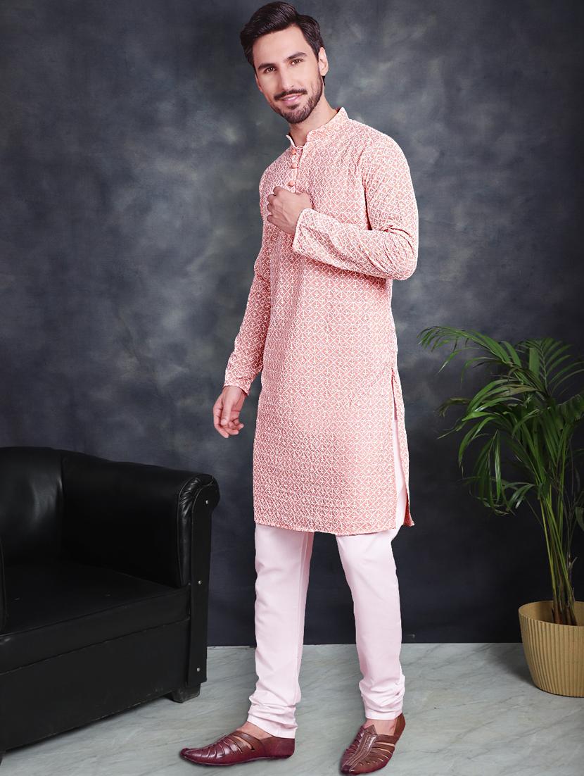 pink cotton kurta churidar ethnic wear set - 21018192 - Standard Image - 1