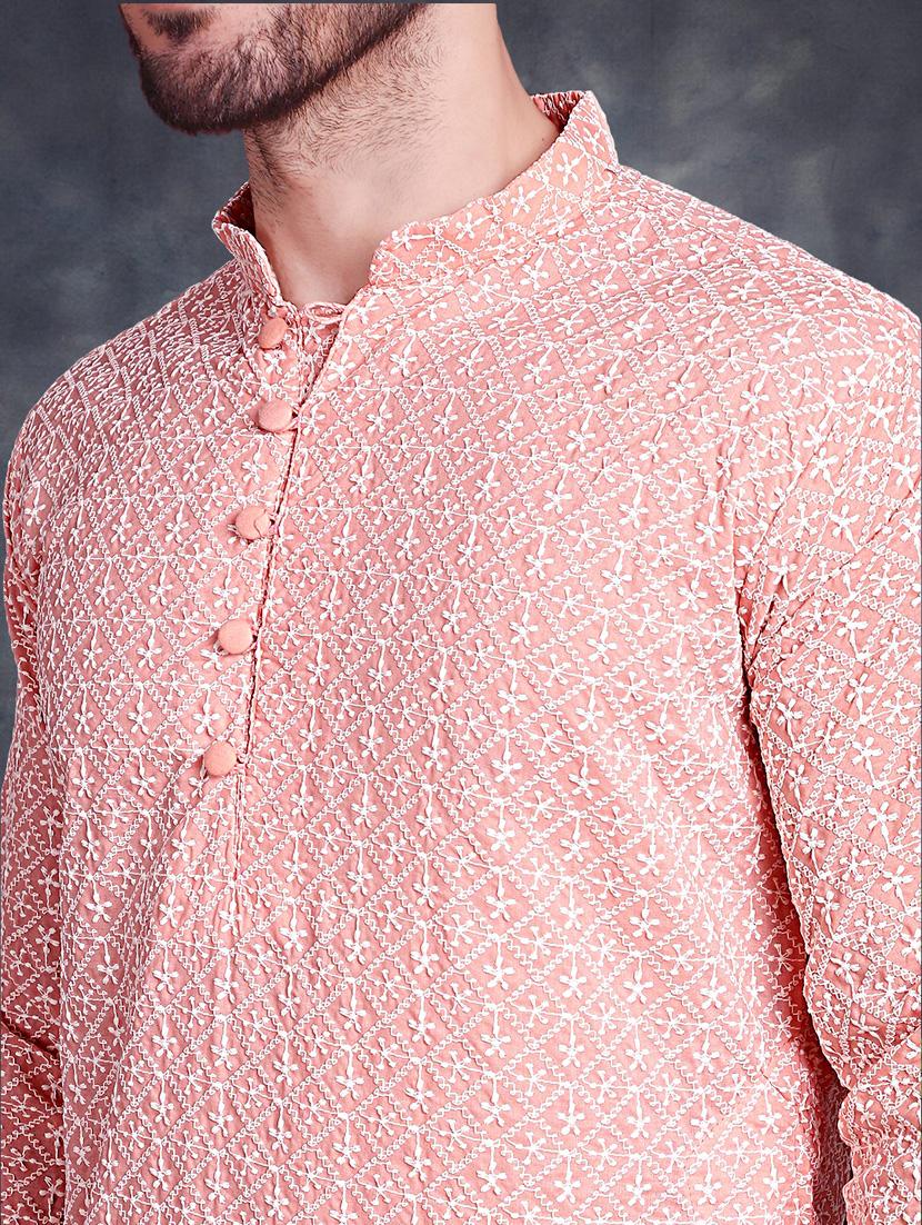 pink cotton kurta churidar ethnic wear set - 21018192 - Standard Image - 4