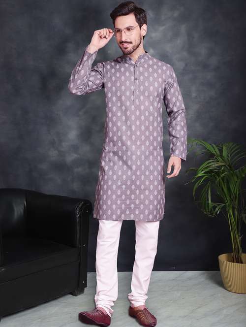 grey cotton kurta churidar ethnic wear set - 21018195 - Standard Image - 0