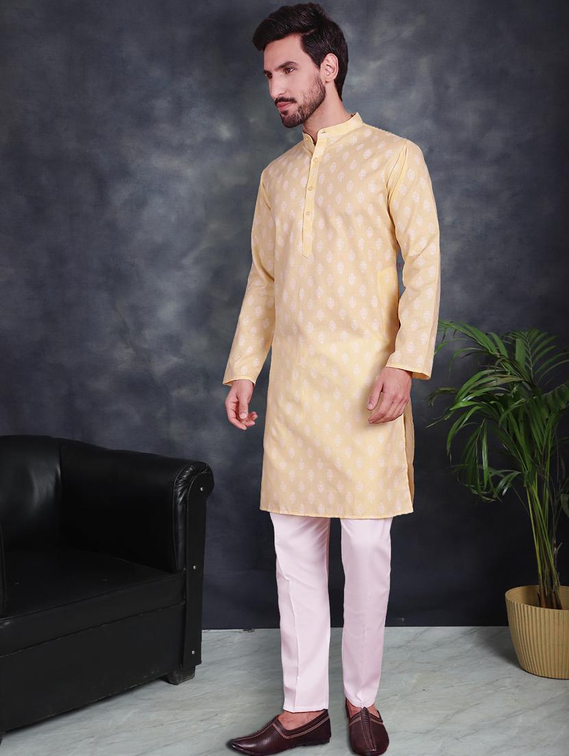 yellow cotton kurta churidar ethnic wear set - 21018201 - Zoom Image - 0