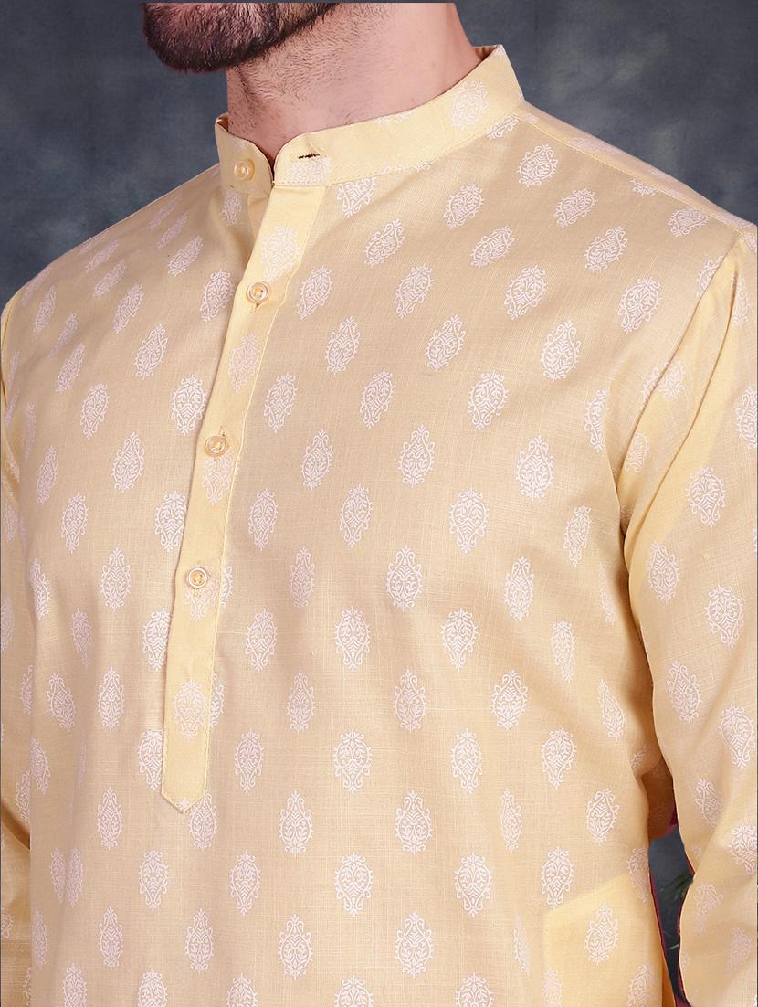 yellow cotton kurta churidar ethnic wear set - 21018201 - Standard Image - 4