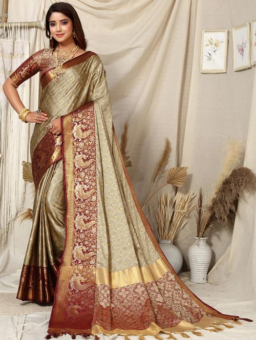 self design dharmavaram saree with blouse - 21018202 - Standard Image - 0