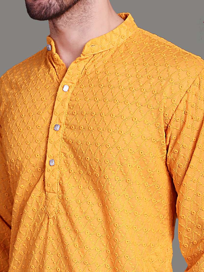 mustard cotton kurta churidar ethnic wear set - 21018207 -  Standard Image - 4