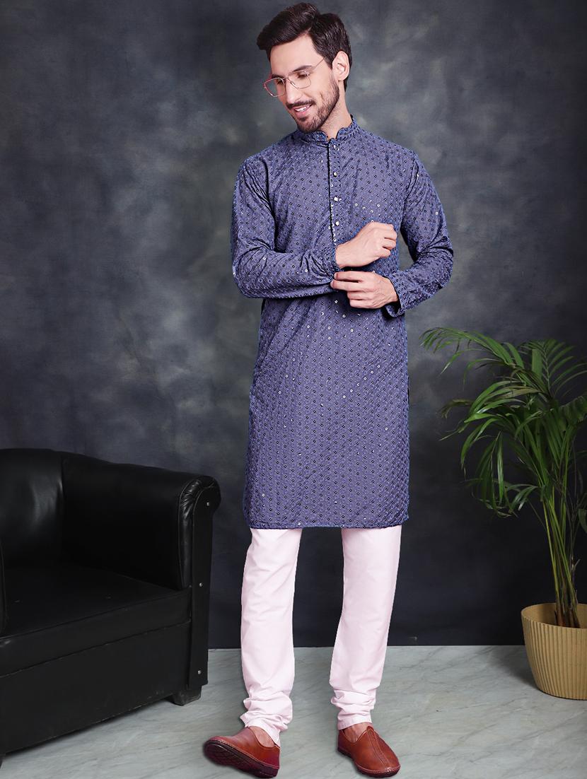 grey cotton kurta churidar ethnic wear set - 21018226 -  Standard Image - 1