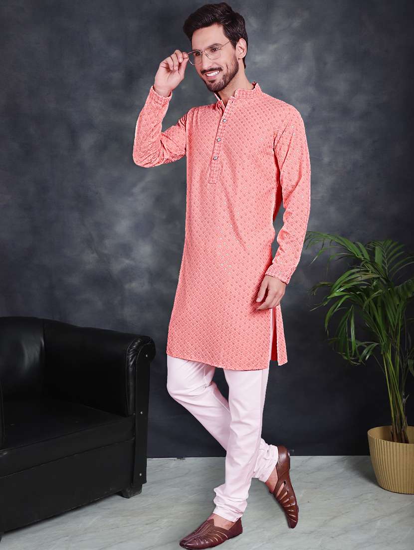 peach cotton kurta churidar ethnic wear set - 21018231 -  Standard Image - 1