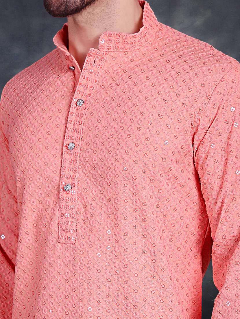 peach cotton kurta churidar ethnic wear set - 21018231 -  Standard Image - 4