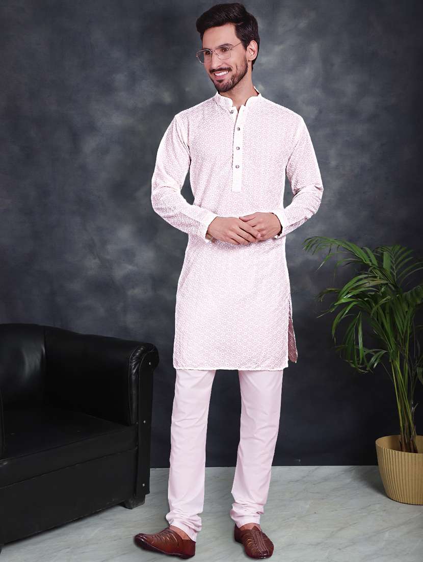 white cotton kurta churidar ethnic wear set
