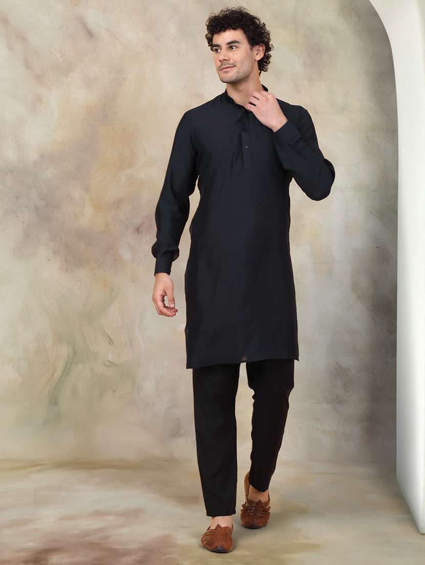 men long sleeve mandarin neck kurta and pyjama set - 21018241 -  Standard Image - 1