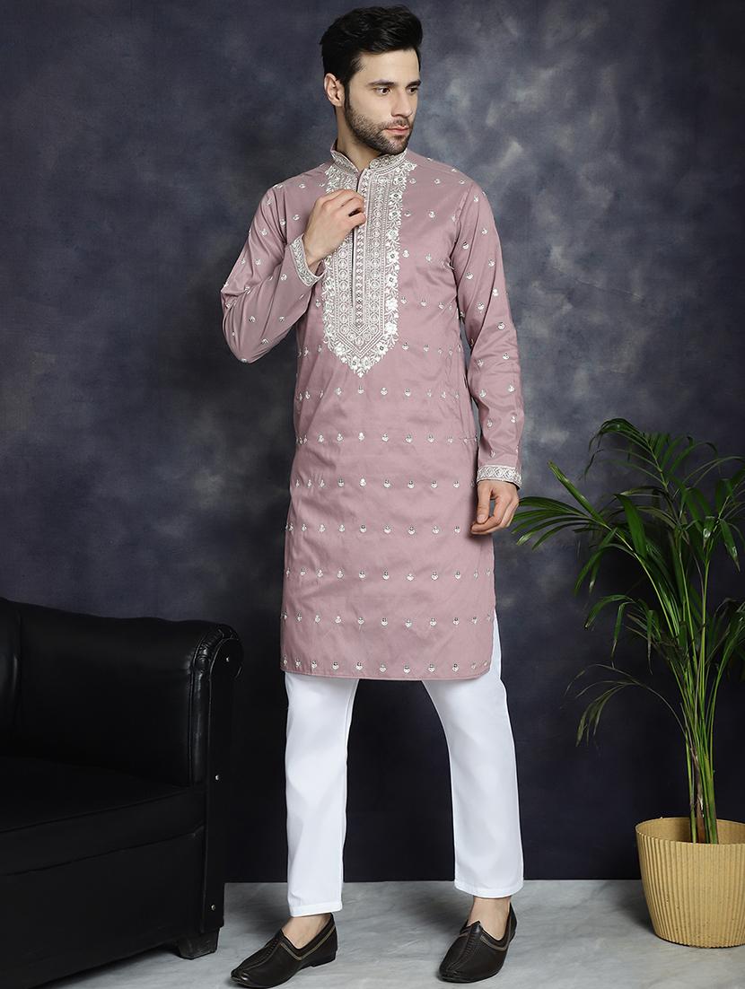 men mandarin neck kurta pyjama ethnic wear set - 21018254 - Standard Image - 4
