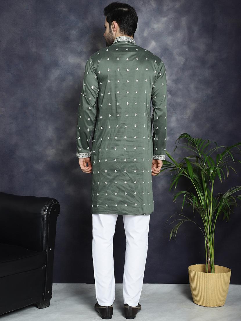 men mandarin neck kurta pyjama ethnic wear set - 21018255 - Standard Image - 4