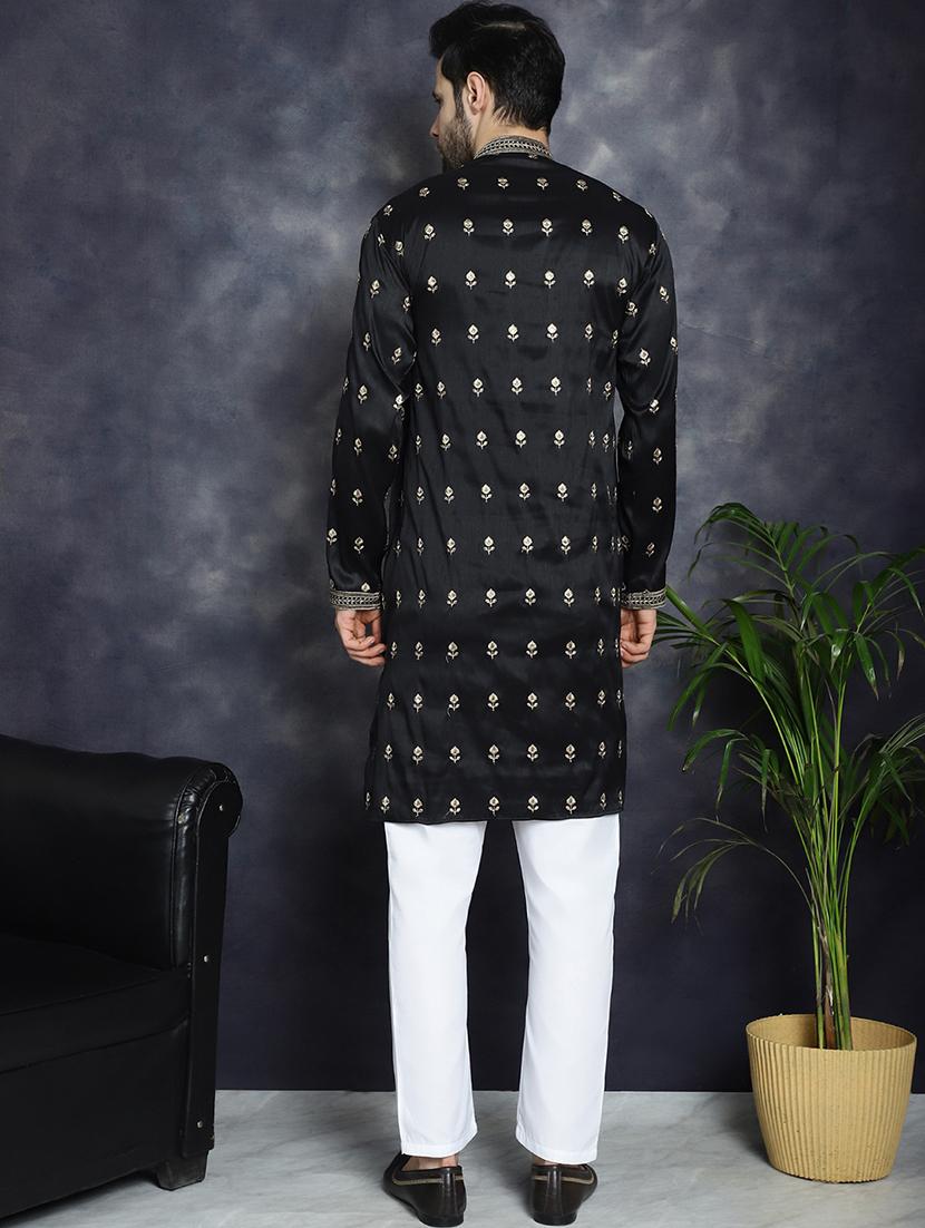 men mandarin neck kurta pyjama ethnic wear set - 21018258 - Standard Image - 4