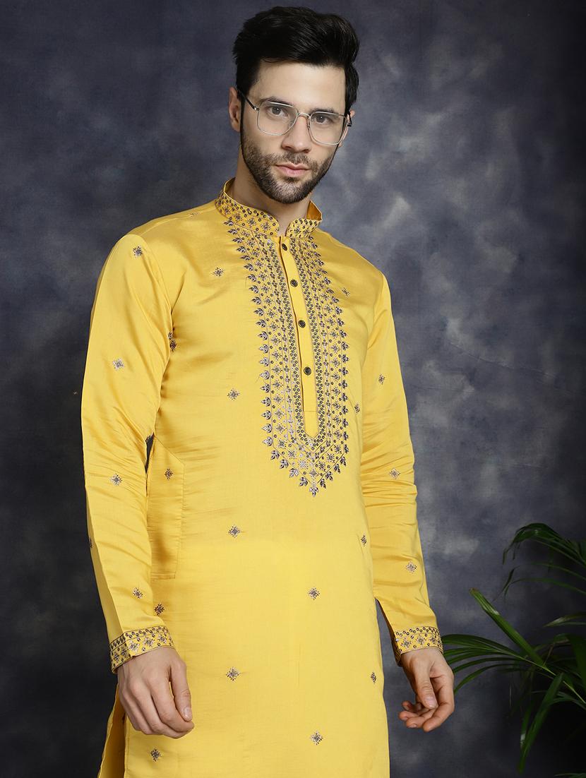 men's sequins embroidered kurta - 21018311 - Standard Image - 1
