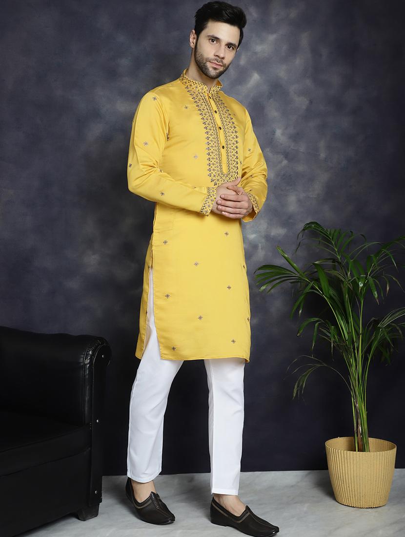 men's sequins embroidered kurta - 21018311 - Standard Image - 4