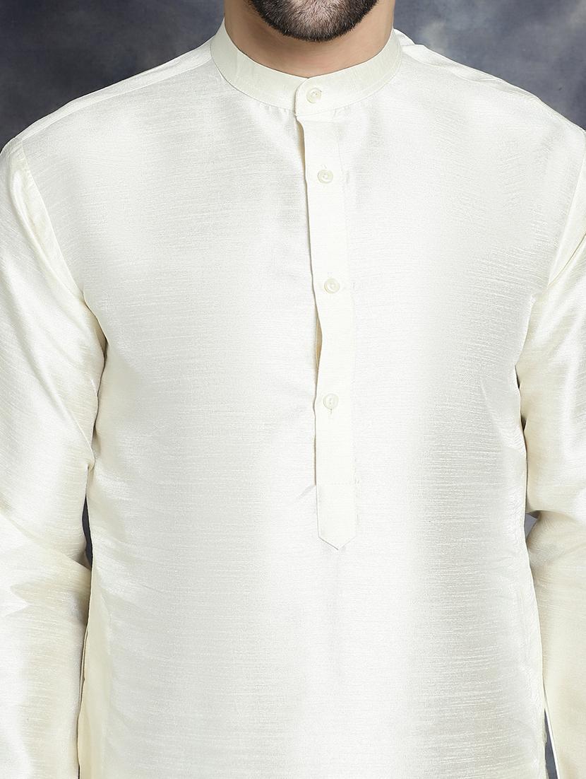 golden silk blend kurta pyjama with jacket ethnic wear set - 21018430 - Standard Image - 4