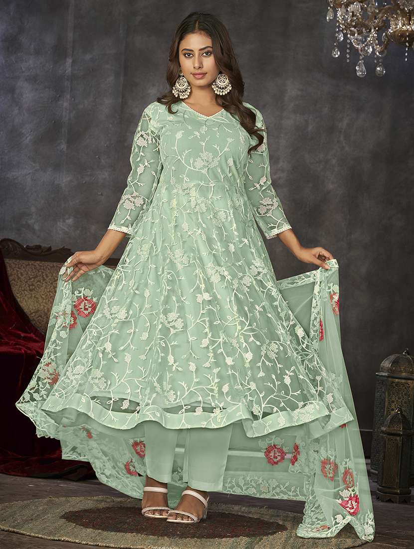 women semi-stitched embroidered anarkali gown - 21018648 - Standard Image - 1