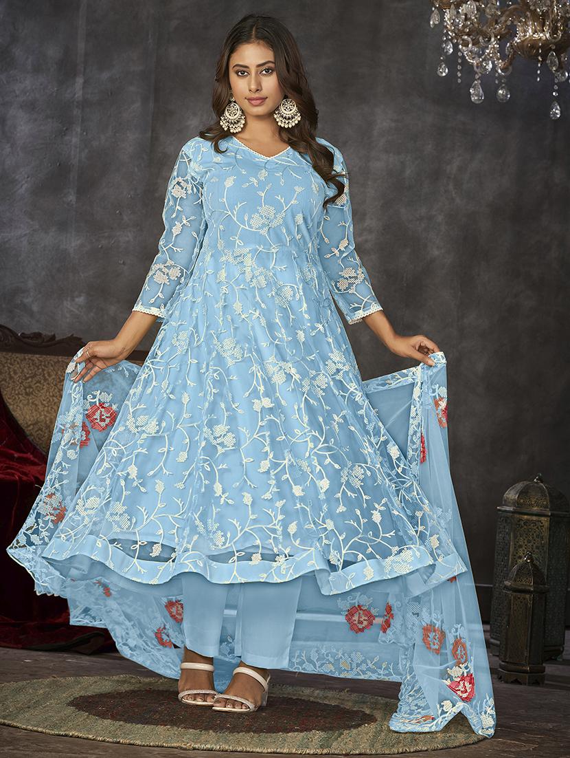 women semi-stitched embroidered anarkali gown - 21018649 - Standard Image - 1