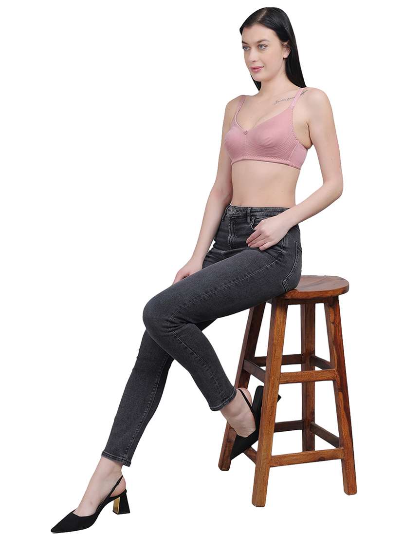 solid pink cotton regular bra - 21018661 -  Standard Image - 4