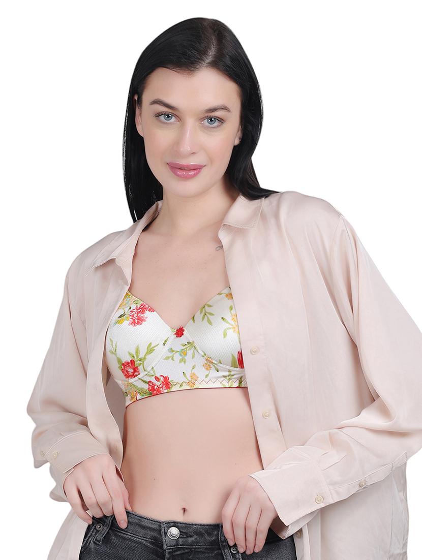 cream nylon regular bra - 21018697 -  Standard Image - 1