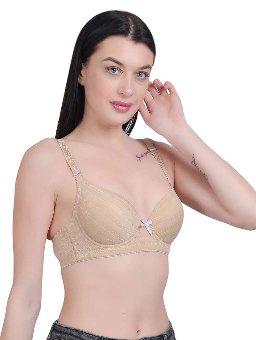 beige nylon regular bra