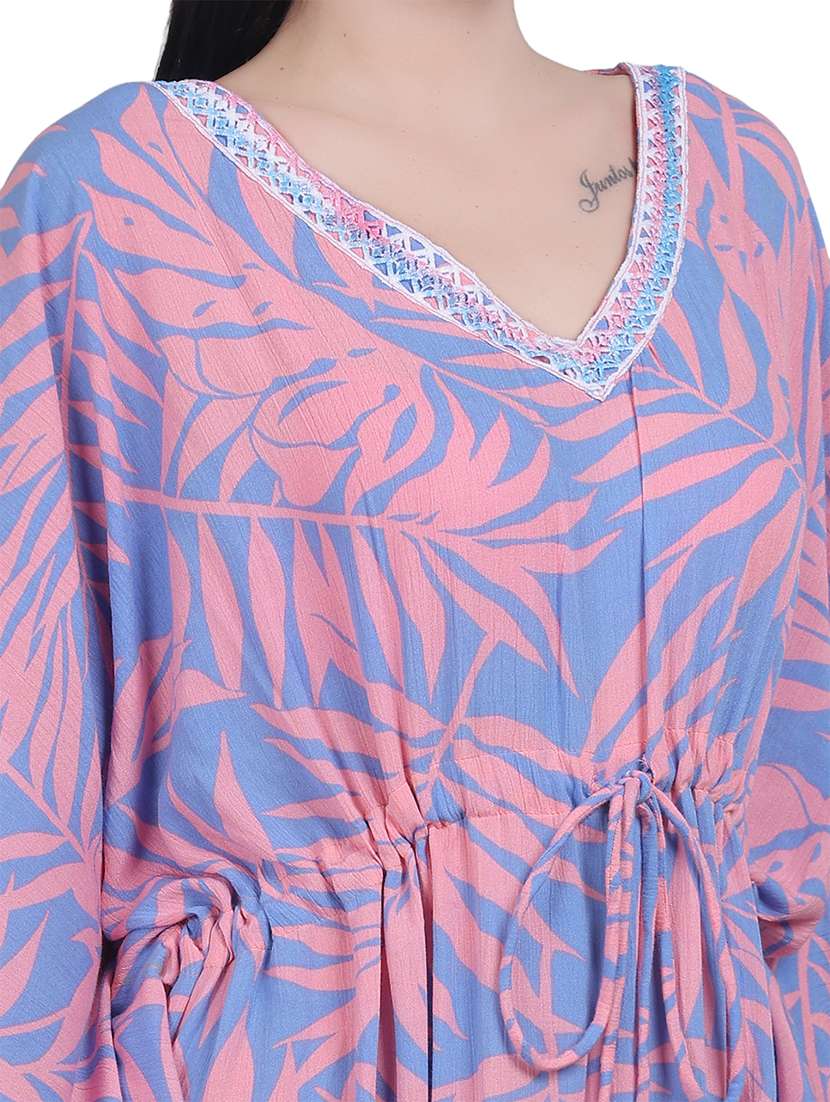 women tropical printed kaftan dress - 21018999 -  Standard Image - 4