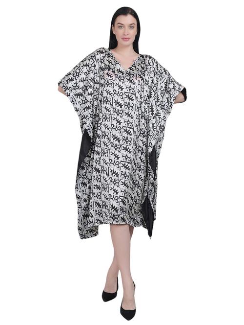 white printed detailed kaftan dress - 21019000 -  Standard Image - 0
