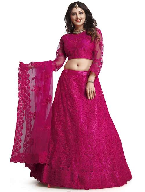 pink self design detailed net lehenga set - 21019006 -  Standard Image - 0