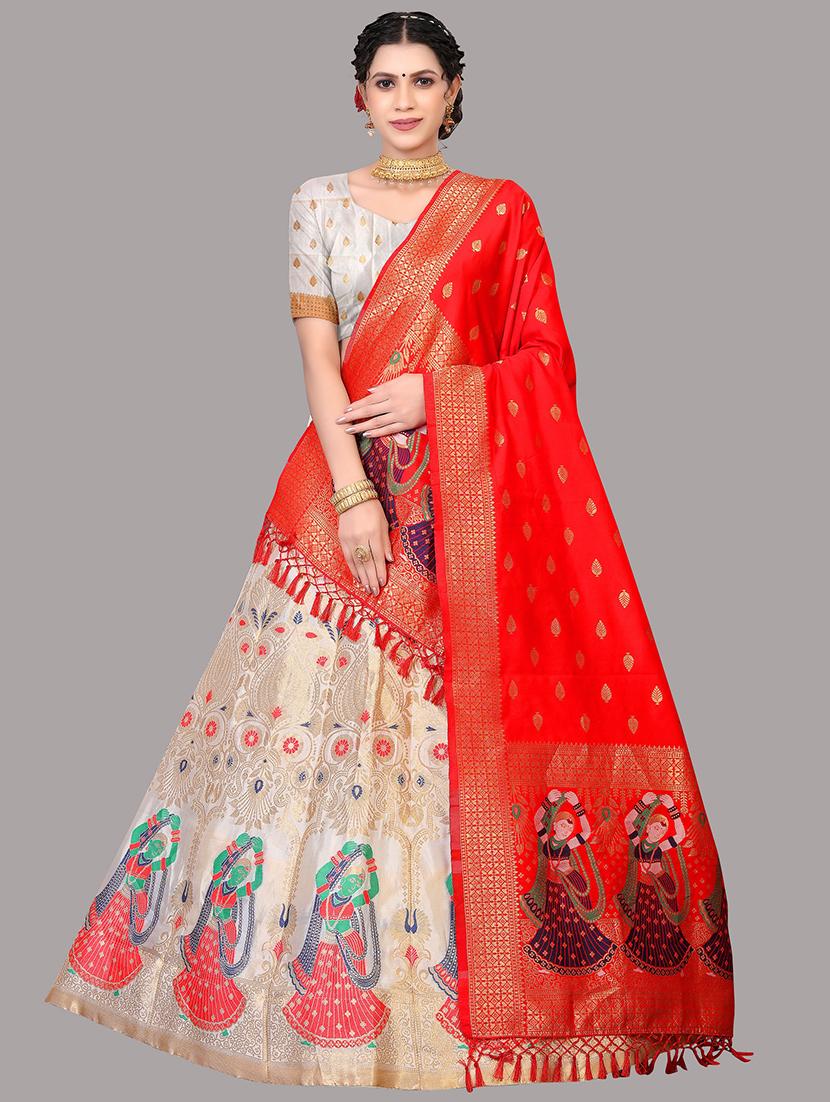 white self design lehenga set - 21019012 - Zoom Image - 0