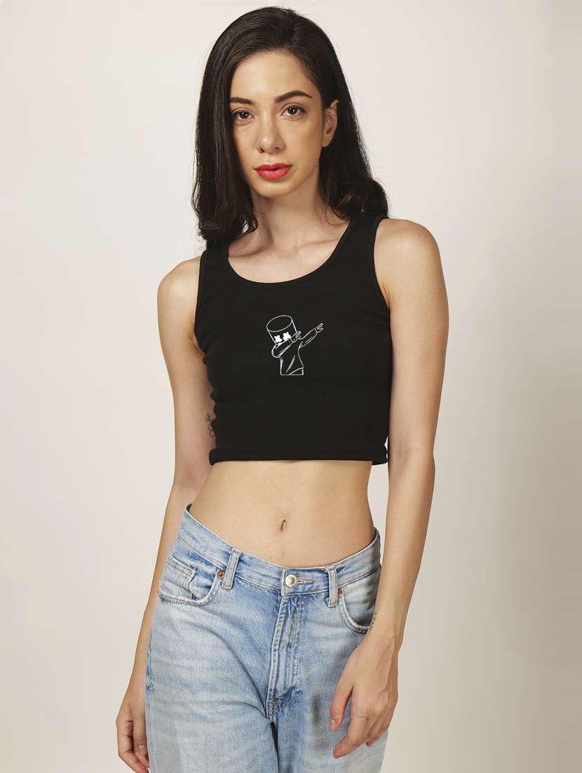 women round neck crop tank top