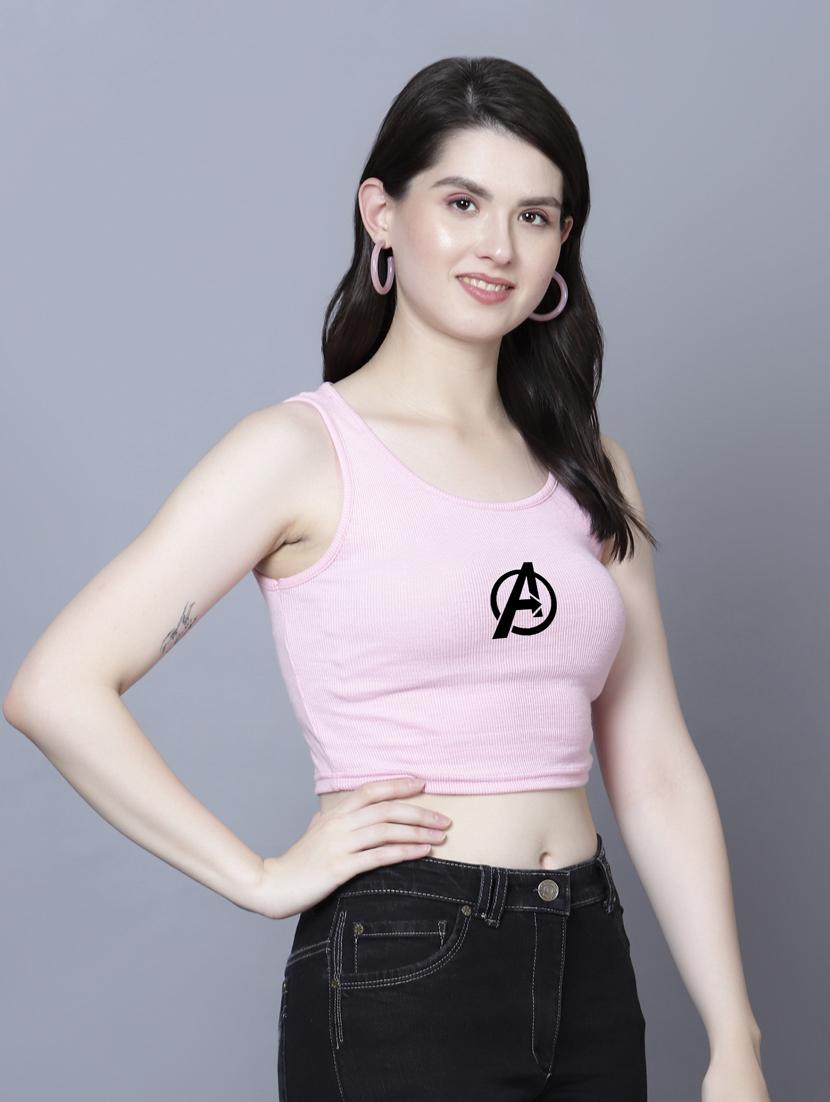 women round neck graphic crop top - 21020114 - Standard Image - 1
