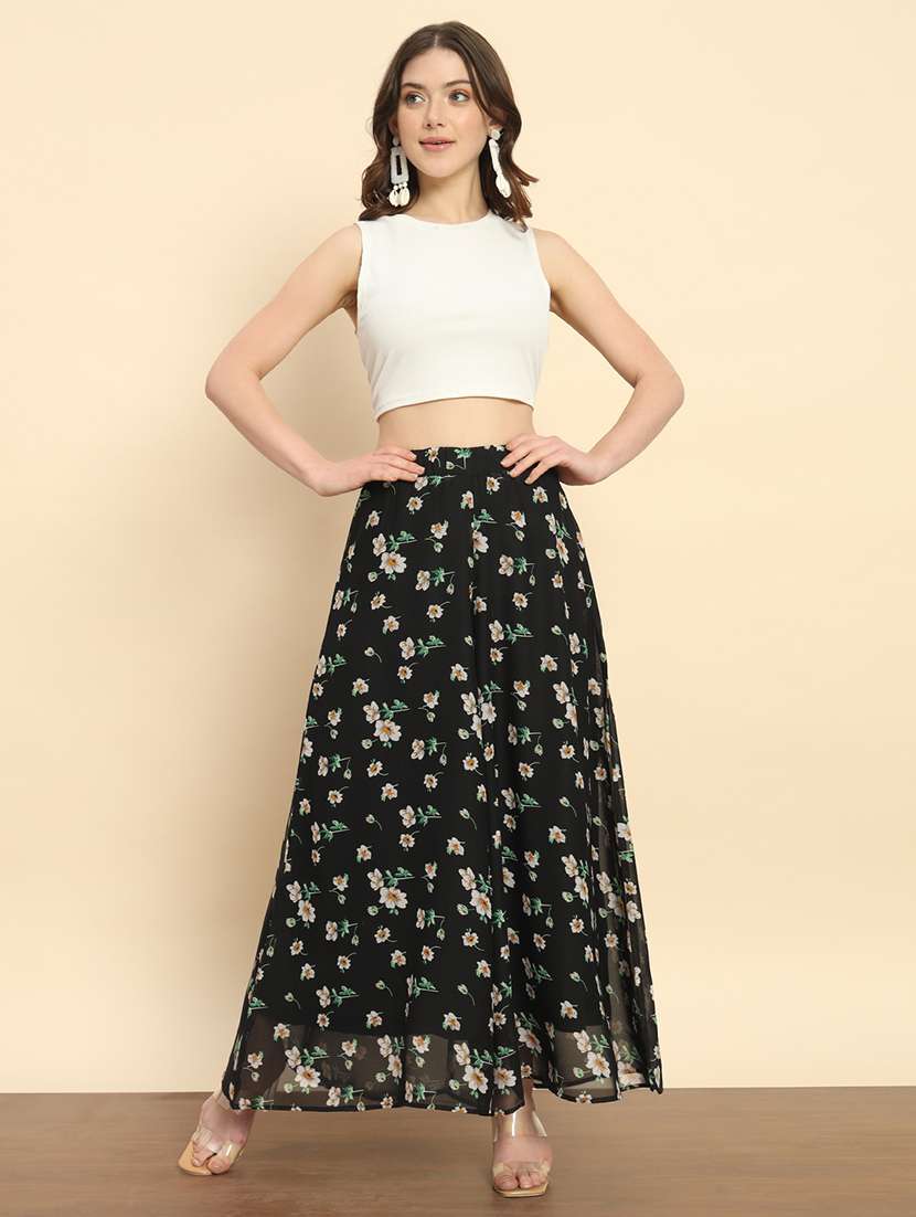 women floral print flared palazzo - 21020447 -  Standard Image - 4