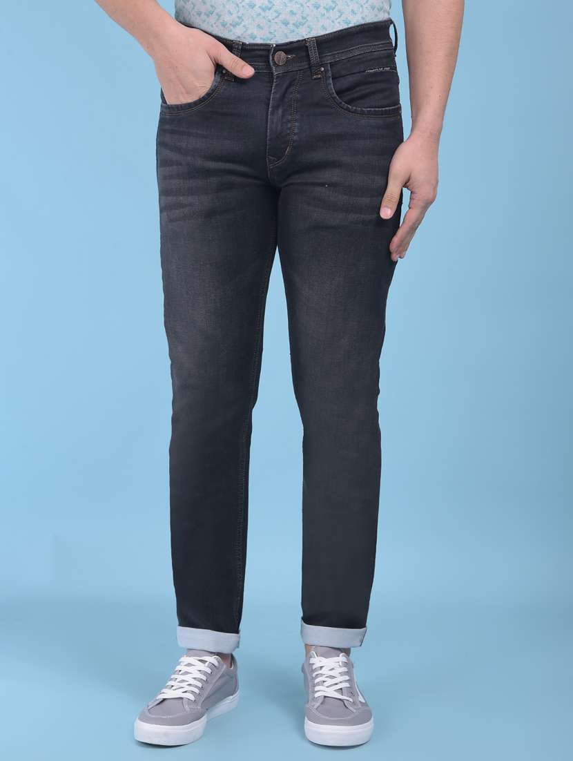 men mid rise slim fit plain jeans