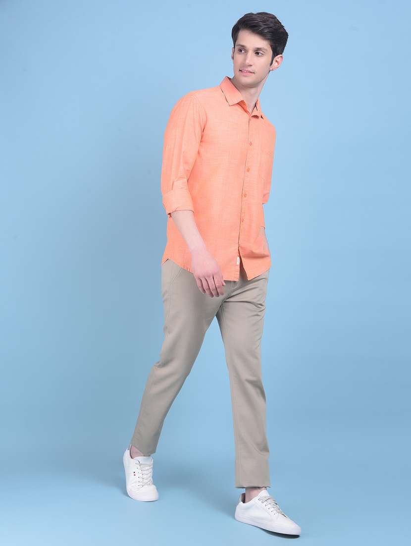 peach cotton casual shirt - 21021002 -  Standard Image - 4