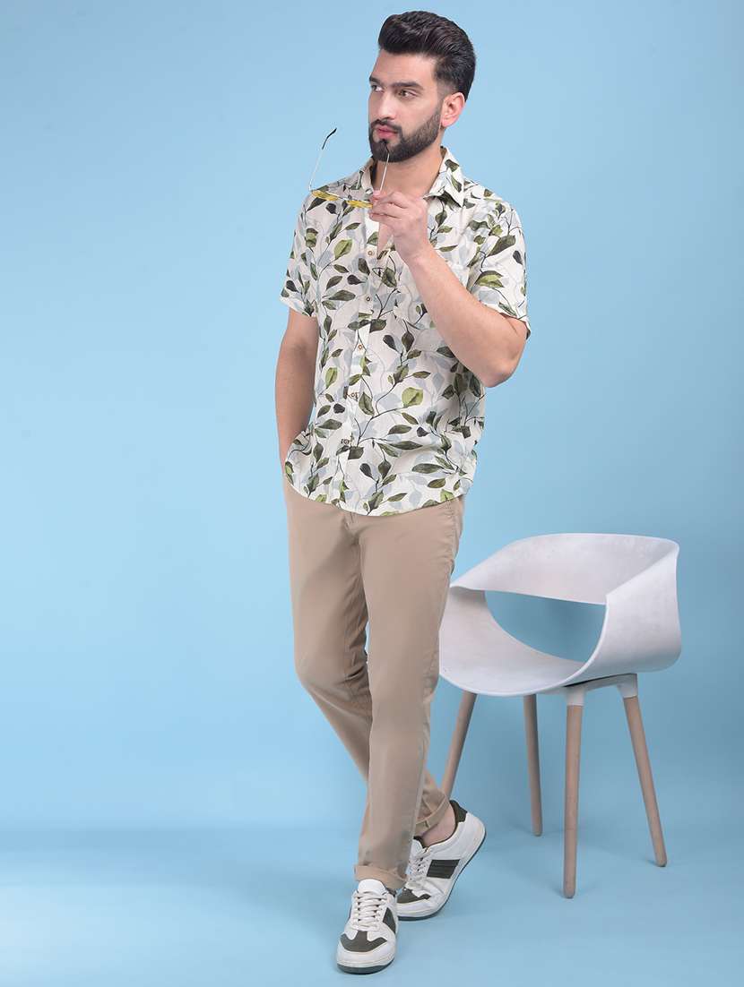 olive rayon casual shirt - 21021023 - Standard Image - 4