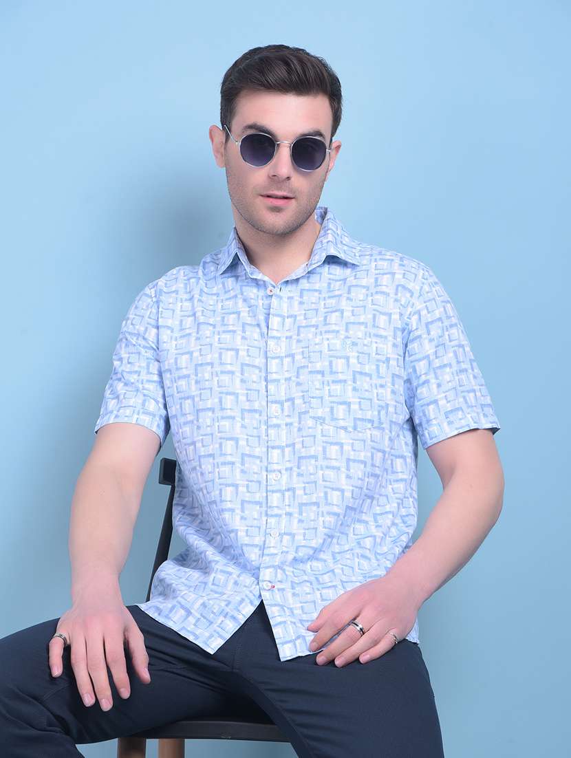blue cotton casual shirt - 21021028 -  Standard Image - 1