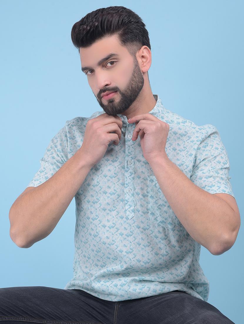 green rayon casual shirt - 21021036 -  Standard Image - 1