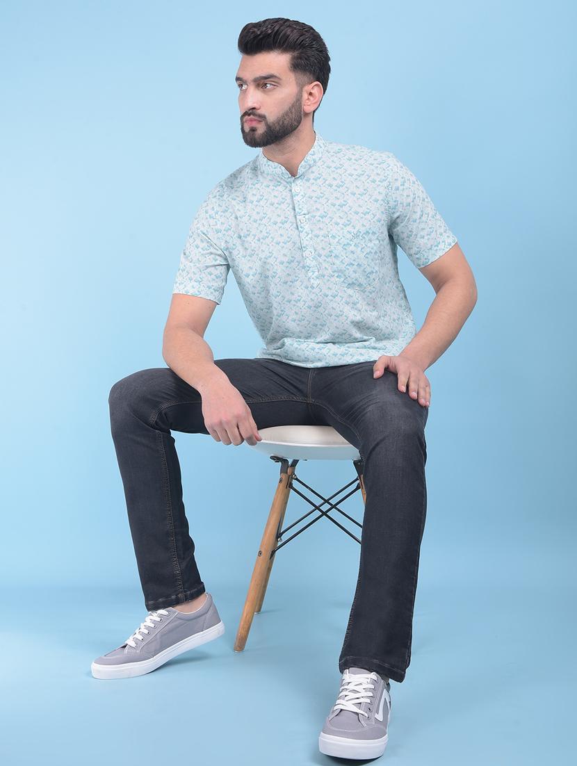 green rayon casual shirt - 21021036 - Standard Image - 4