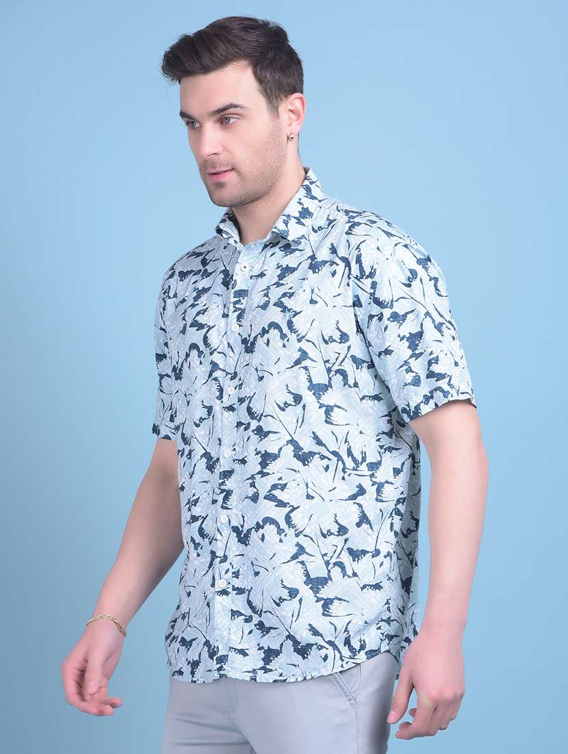 green rayon casual shirt - 21021038 -  Standard Image - 1