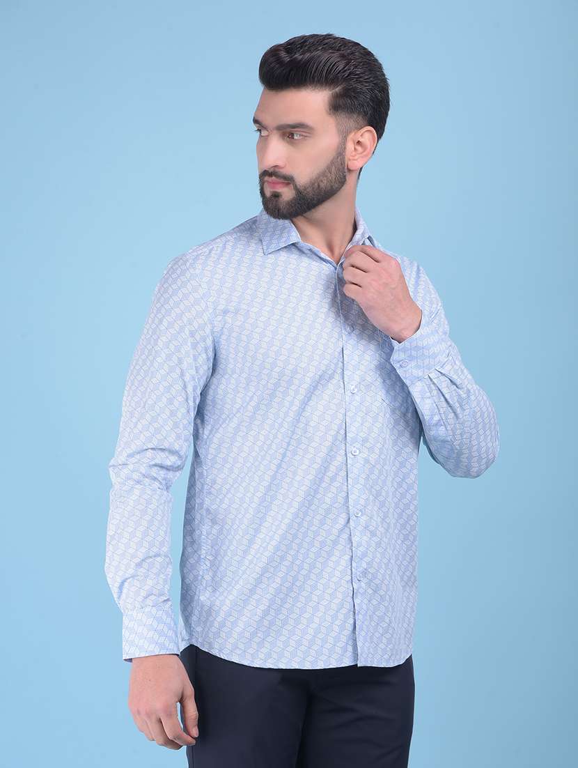 Blue Cotton Casual Shirt - 21021095 -  Standard Image - 1