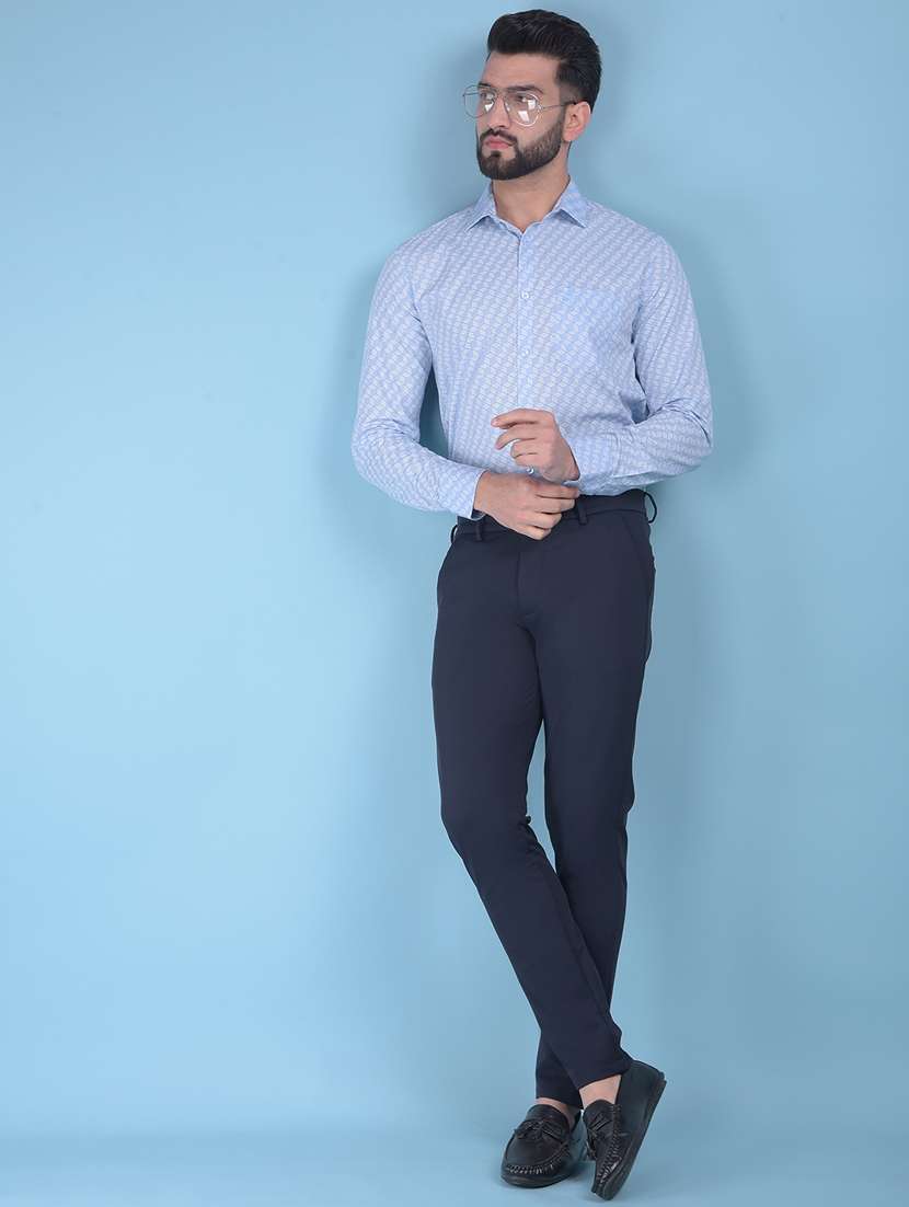 Blue Cotton Casual Shirt - 21021095 -  Standard Image - 4