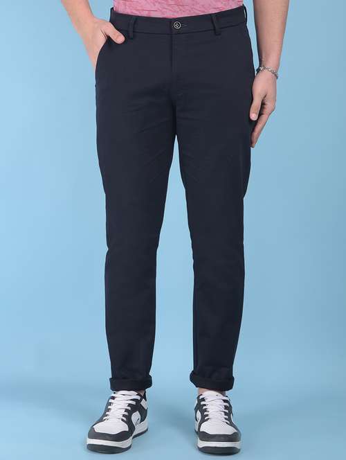 blue cotton chinos casual trousers - 21021115 -  Standard Image - 0