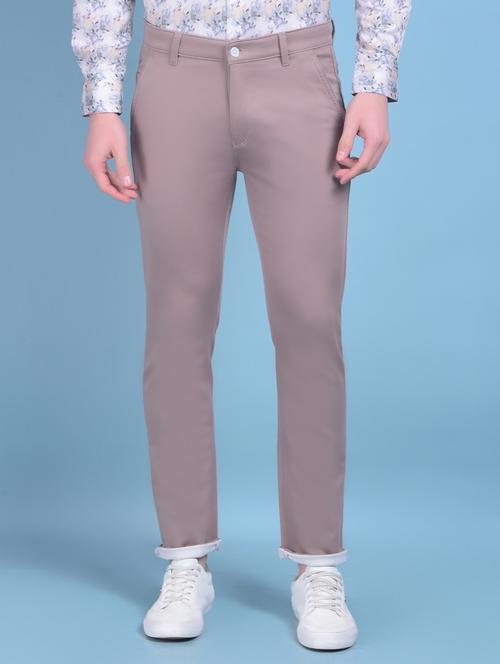 brown cotton chinos casual trousers - 21021136 - Standard Image - 0